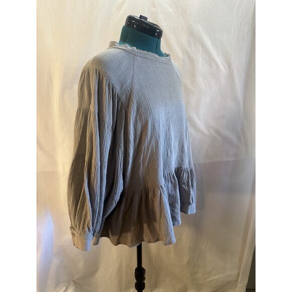 Mod Ref Taupe Textured Peplum Blouse (Size L) - Picture 4 of 7